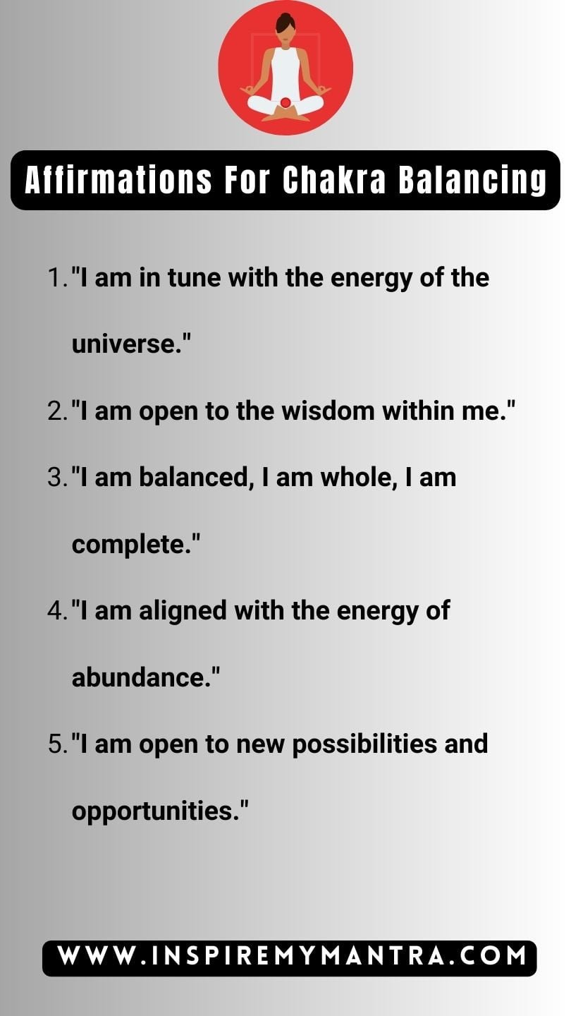 Affirmations For Chakra Balancing List