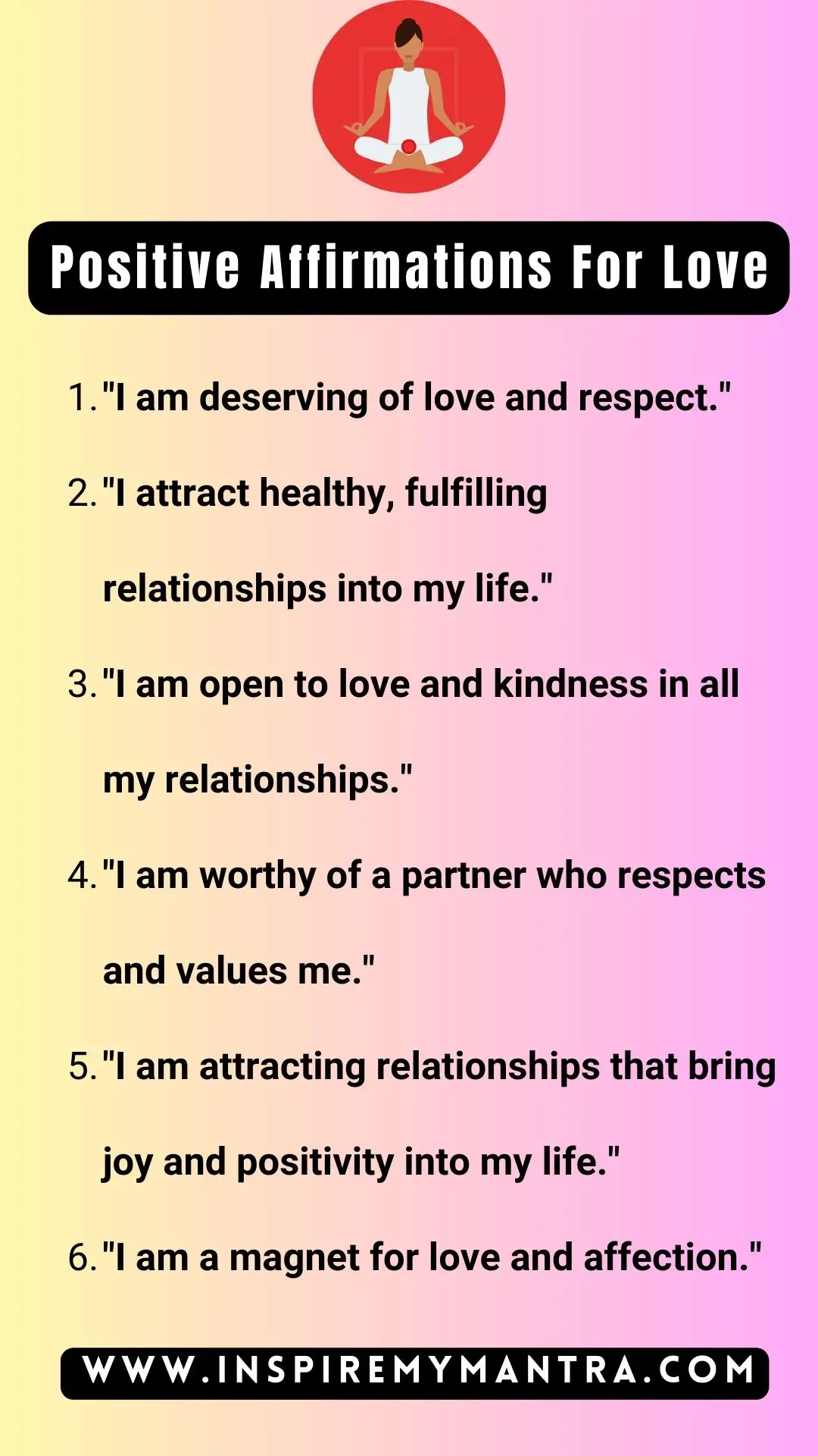 Positive Affirmations for Love and Relationship List