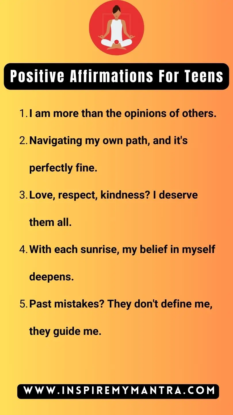 Positive Affirmations For Teens List