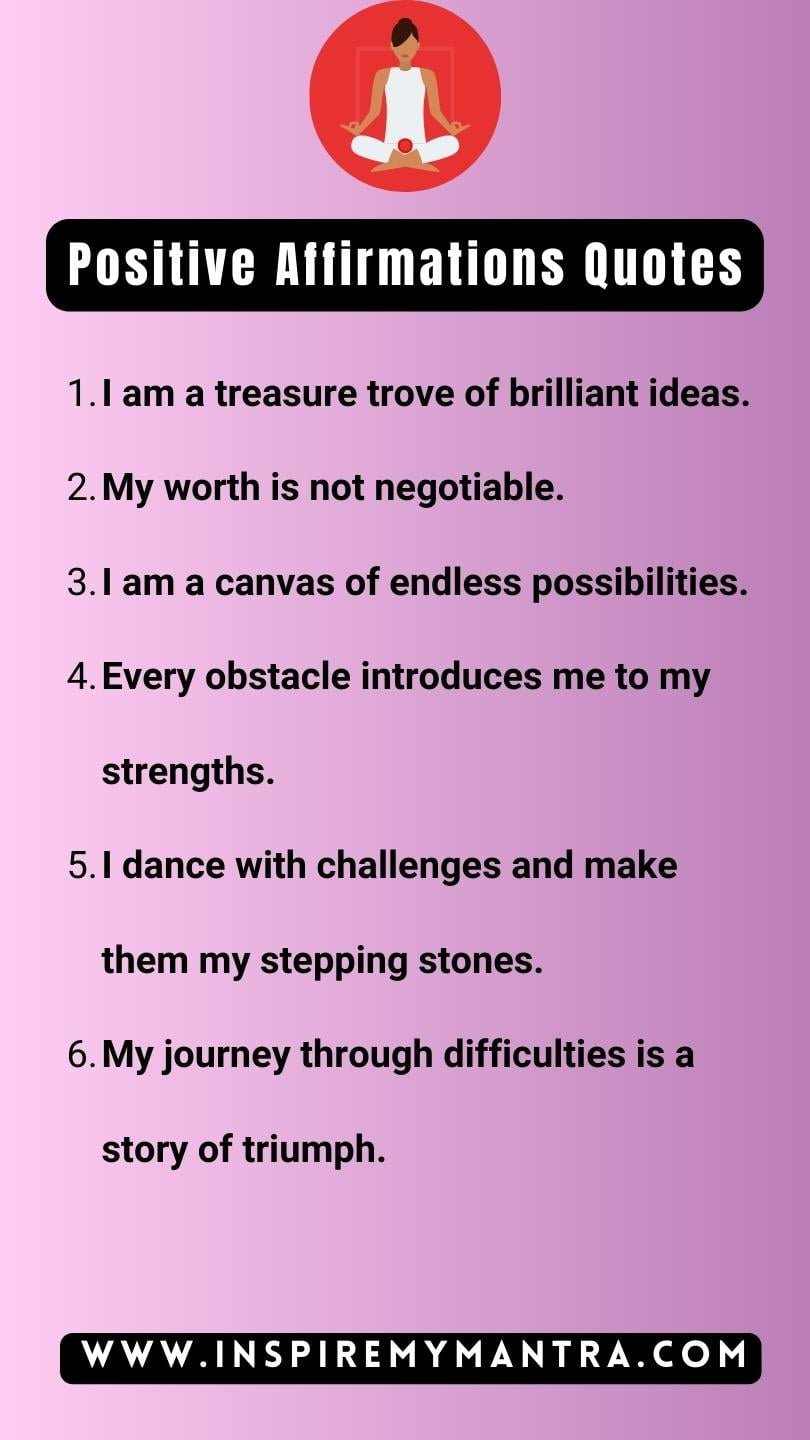 Positive Affirmations Quotes List