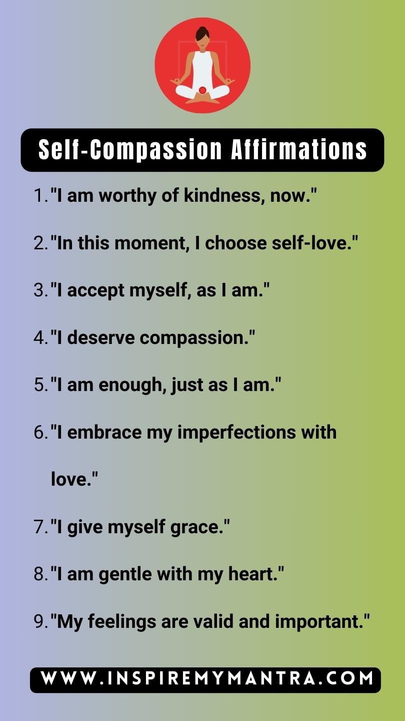 Self-Compassion Affirmations List