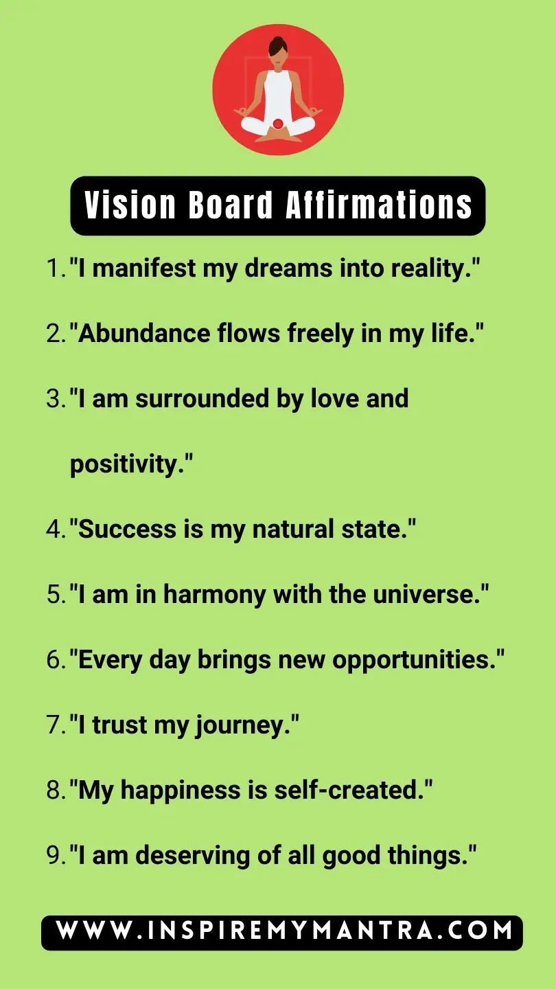 Vision Board Affirmations Ideas List