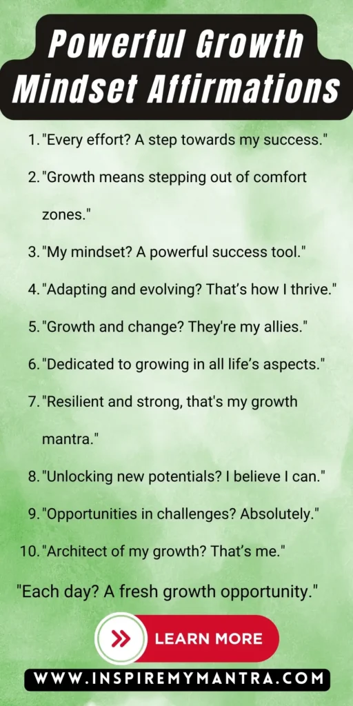 Powerful Growth Mindset Affirmations