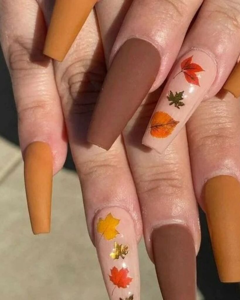 Autumn Leaf Matte – Thanksgiving Nails with Cozy Fall Tones