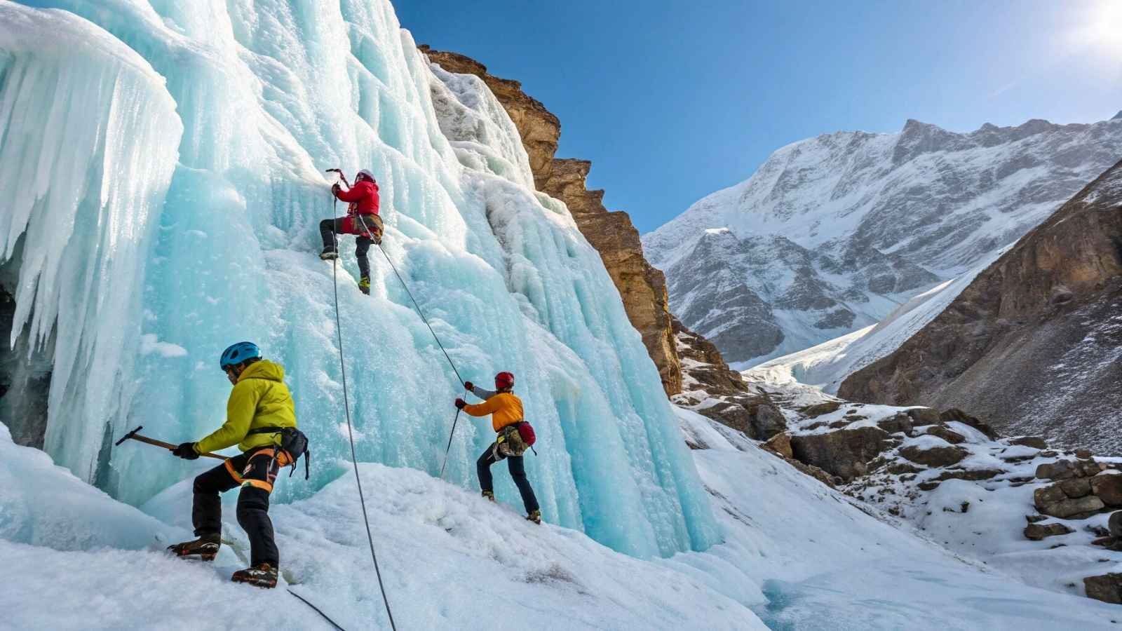 Ice Climbing with Professional Gear and Guides