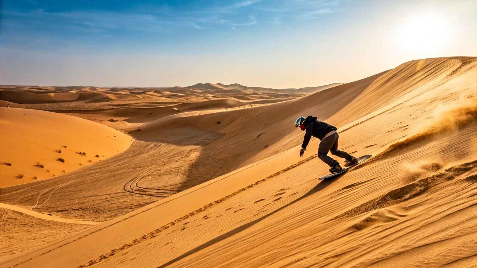 Sandboarding on Desert Dunes