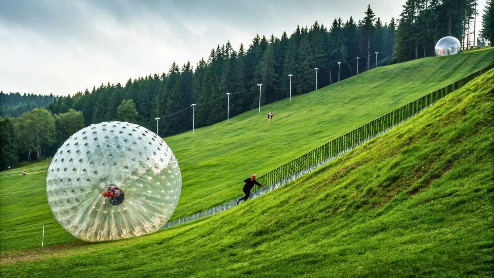 Zorbing Downhill in Controlled Environments