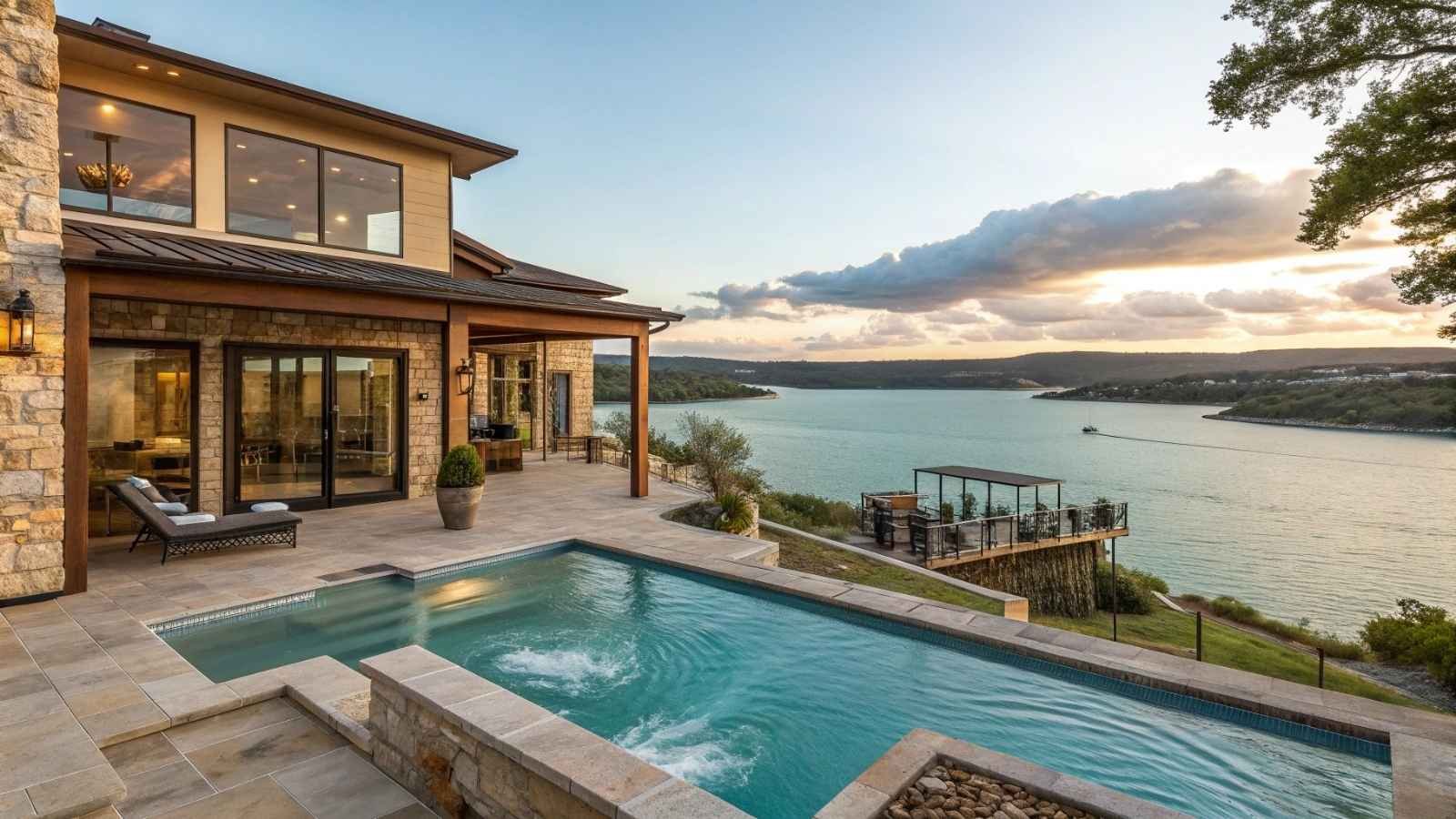 Lake House with Private Pool, Hot Tub & Dock – Lake Travis, Texas