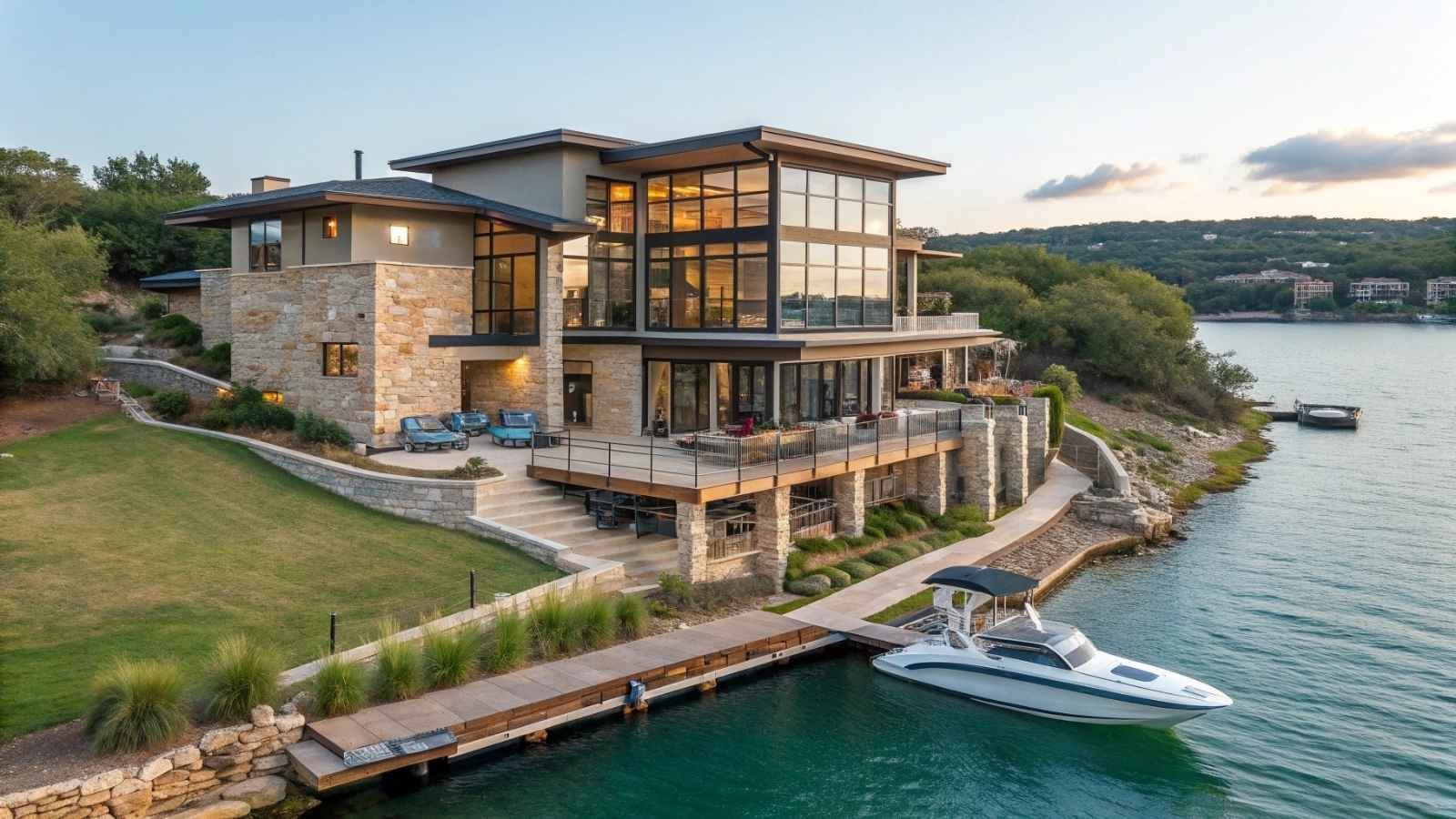 Lakefront Home with Captained Party Boat – Lake Travis, Texas