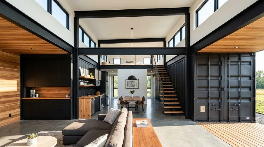 Exposed I-Beam Loft and Clear Concrete Interior