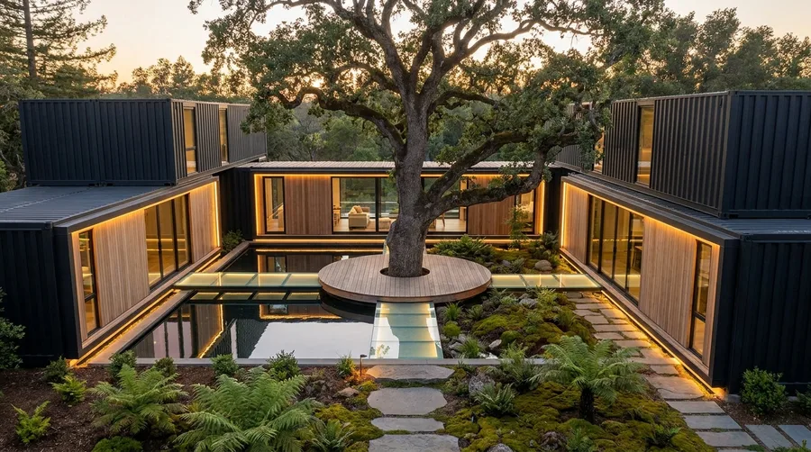 Courtyard Oak Tree Foundation Integration