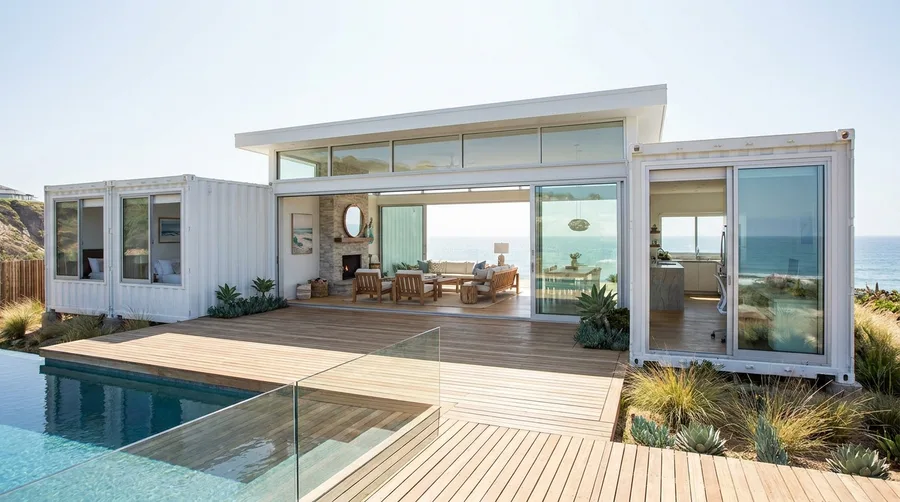 Coastal White Container Modules with Infinity Pool