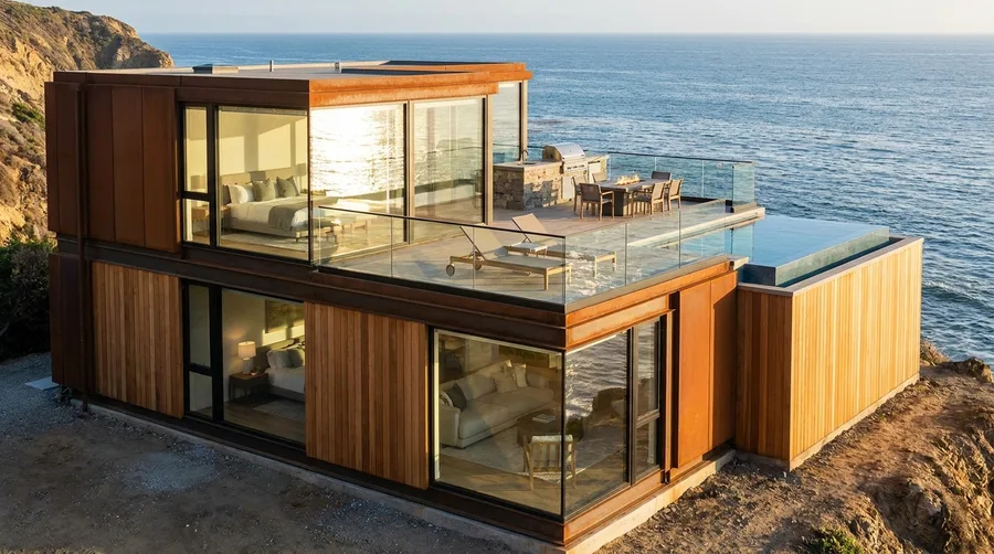 Oceanfront Corten Steel Villa with Plunge Pool