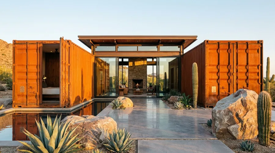 Weathered Corten Steel Wings with Stone Core