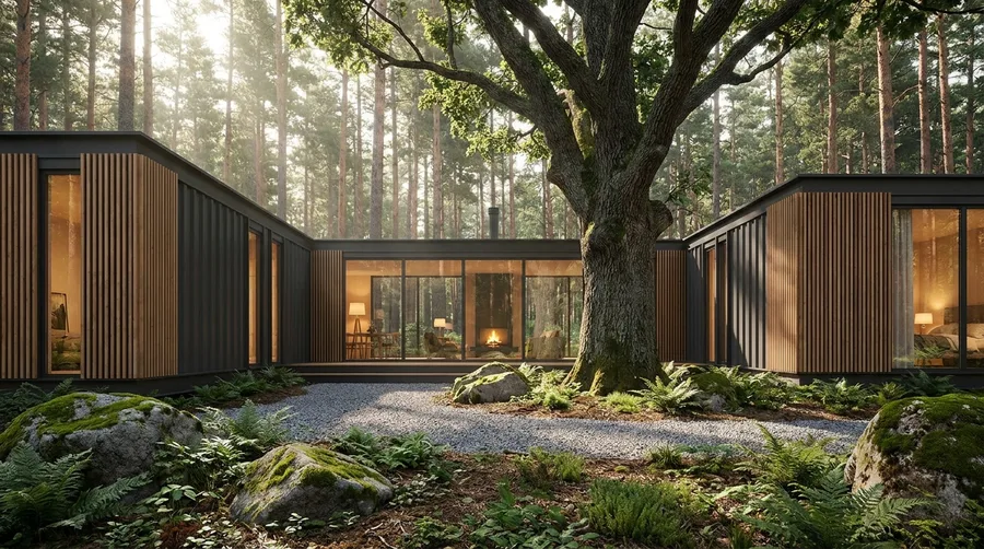 Forest Sanctuary Embracing a Grand Oak Tree