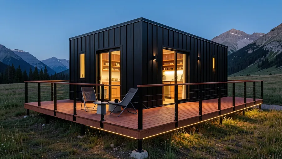 Modern Black Barn Cabin with Cedar Wraparound Porch