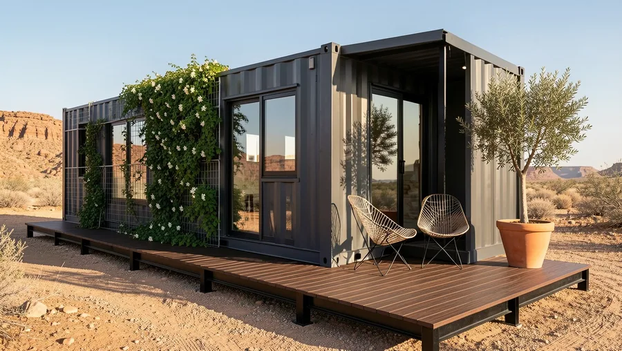 Industrial Container Stack with Wrap Walkway and Green Wall