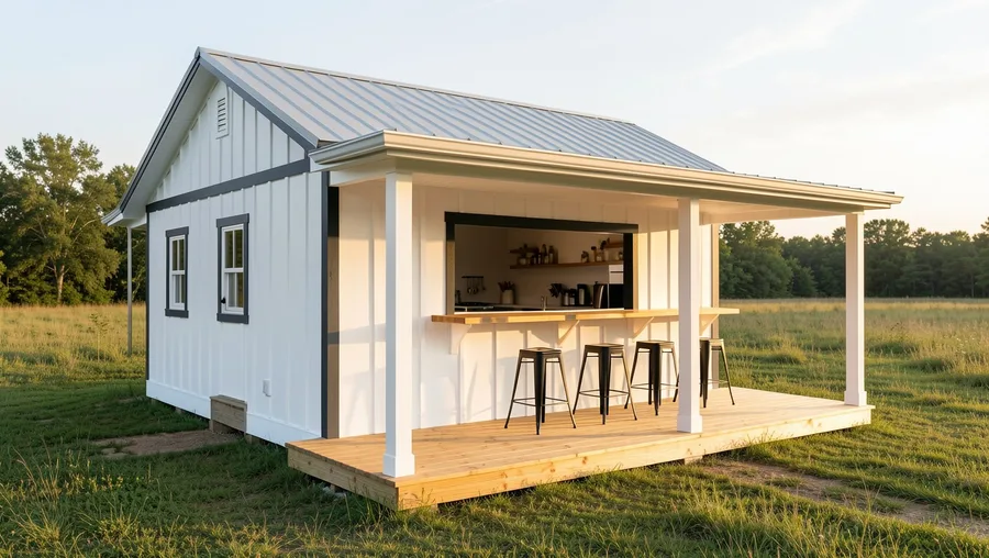 Board and Batten Farmhouse Tiny with Wrap Veranda