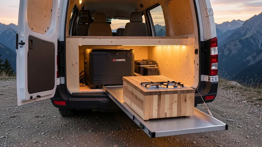 Under-Bed Slide-Out Tunnel with Integrated Electric Cooler