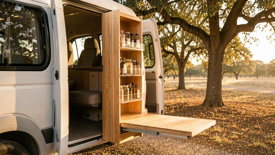 Vertical Swing-Out Pantry Column with Pull-Out Prep Table