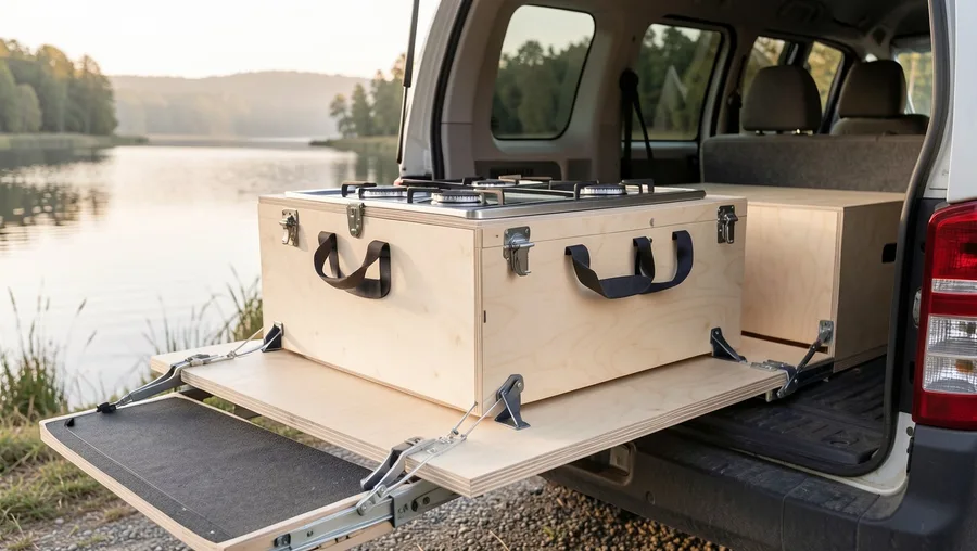 Modular Slide-Out Box System with Detachable Camp Stove
