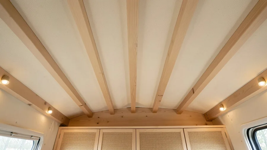 Exposed Wood Ribs with Canvas Inserts for Japandi Lightness