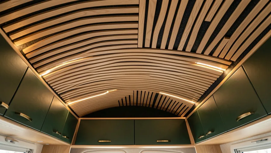 Slatted Acoustic Oak over Dark Felt for Studio Sound Control