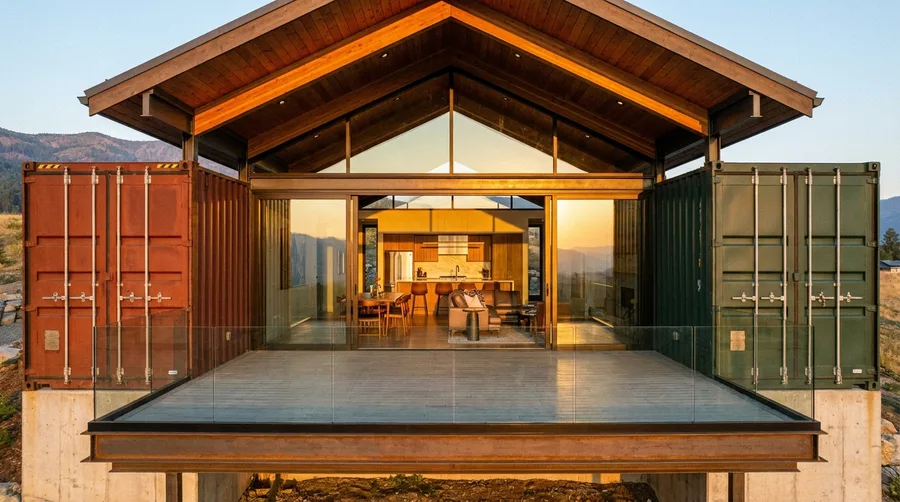Two-Tone Exterior Wing Setup with Vaulted Timber Deck