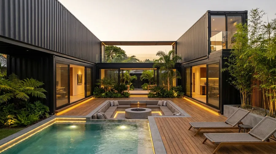 Sunken Central Fire Pit Decking
