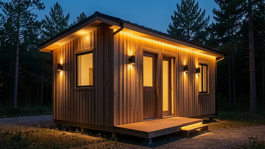 Integrated Warm LED Sconce and Soffit Lighting