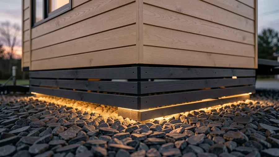 Charcoal Slatted Wood Wheel Skirting