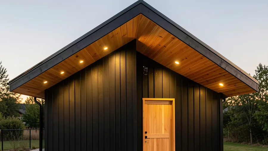 Asymmetrical Monopitch Roofs with Warm Soffit Lighting
