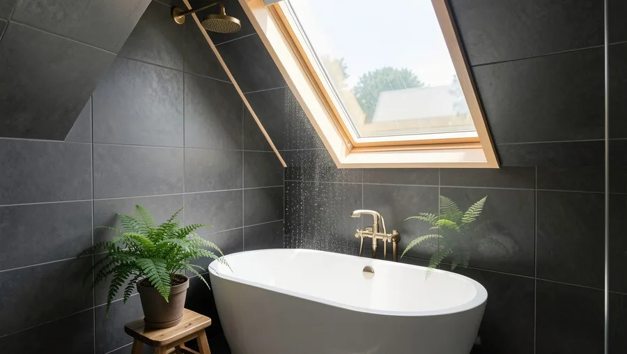 Spa Wet-Room Bathroom with Skylight Shower