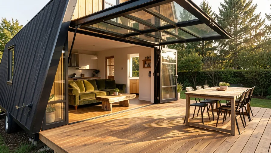 Pivoting Glass Garage Door Entry
