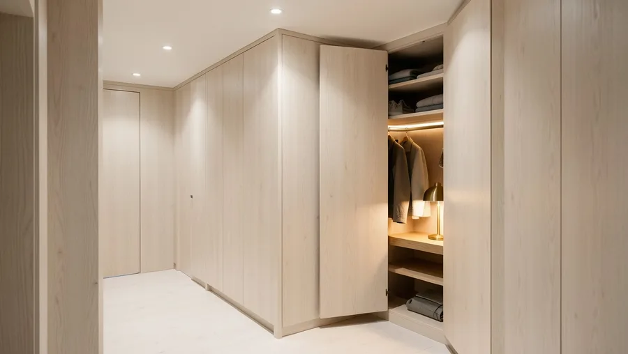 Built-In Storage Wall with Seamless Push-to-Open Millwork
