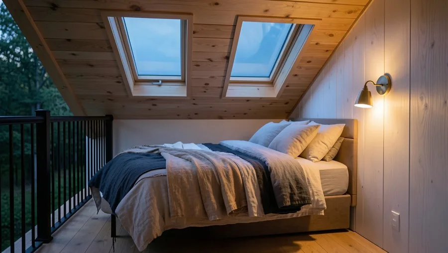 Double-Height Loft Sleeping Nook with Skylights
