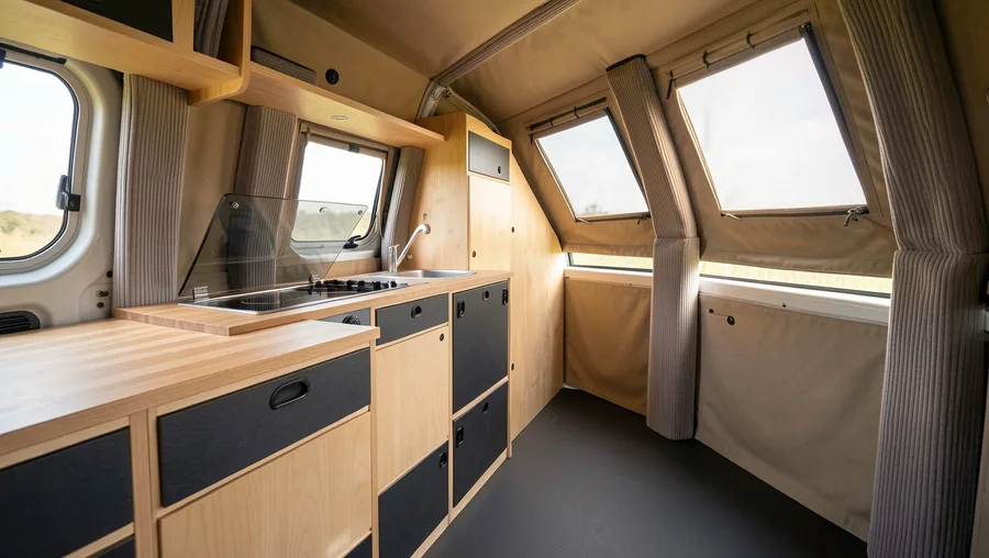 Slim Birch Ply Galley with Wedge Canvas Roof