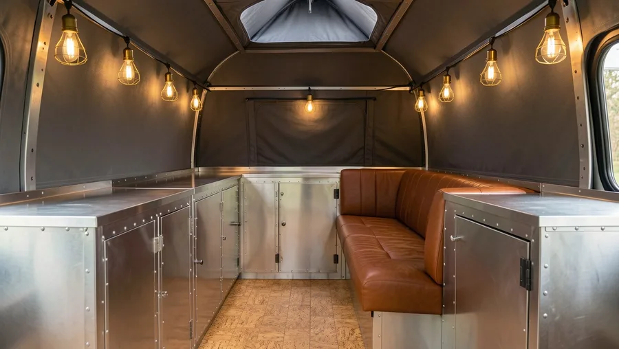 Industrial Brushed Metal Cabinets with Exposed Rivets