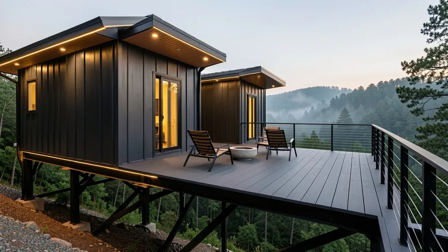 Cantilevered Floating Deck Platform over Steep Slope