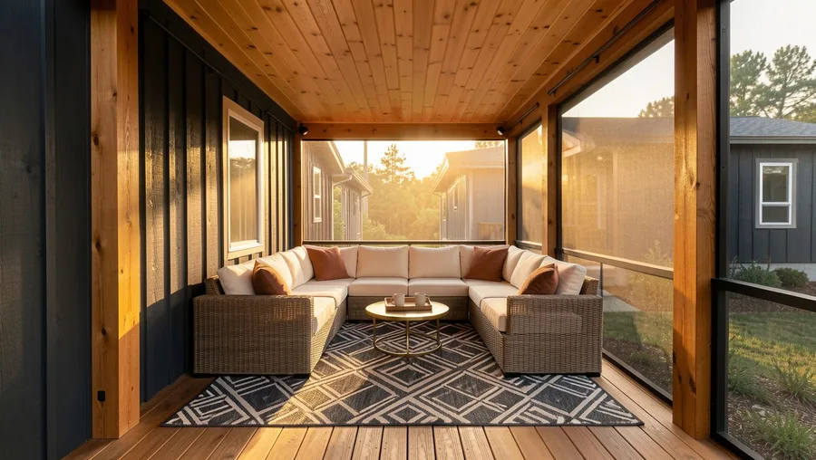 Screened-In Timber Porch with Motorized Retractable Mesh