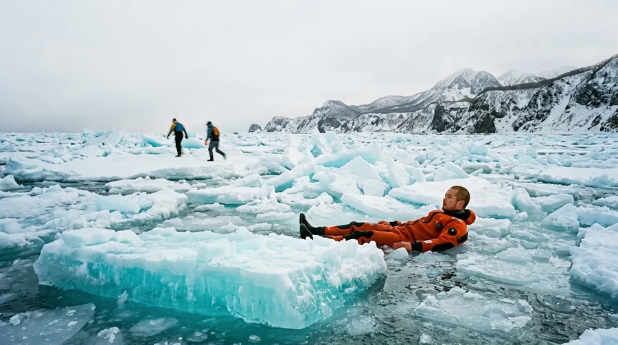Wade Into Sea Ice Drift on the Shiretoko Peninsula