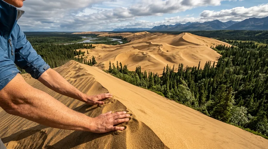 Walking Across a Dynamic Sand Dune System Surrounded by Boreal Forest