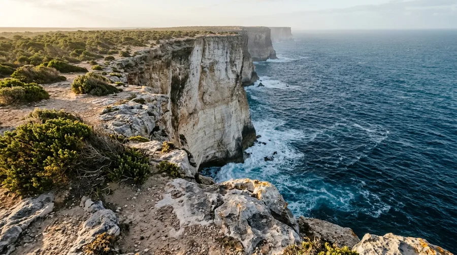 Stand on the Edge of the Bunda Cliffs Overhang