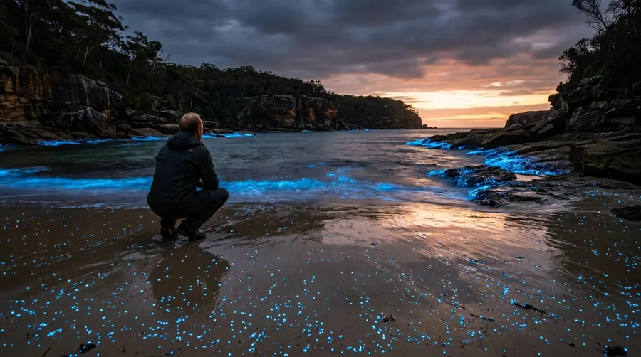 Find Electric Blue Glows Along Jervis Bay