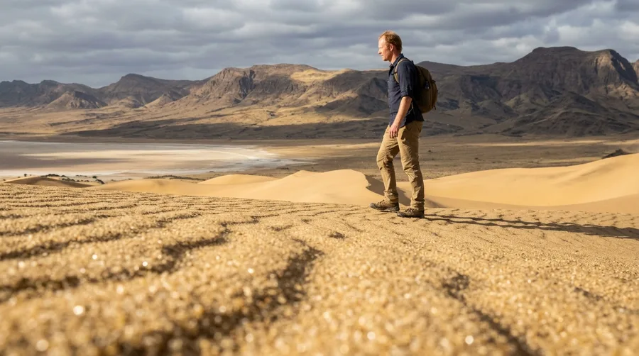 Walk Across Singing Quartz Dunes in the Desert