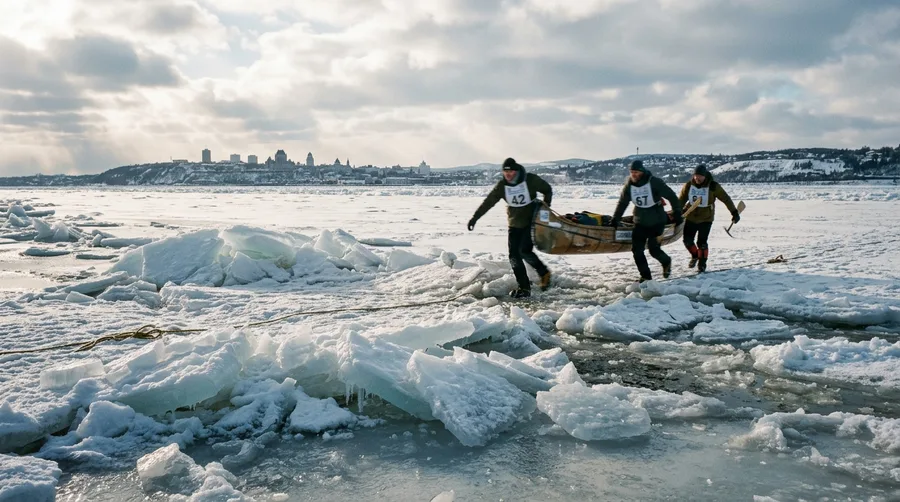 Ice Canoe Racing Tests Winter Endurance