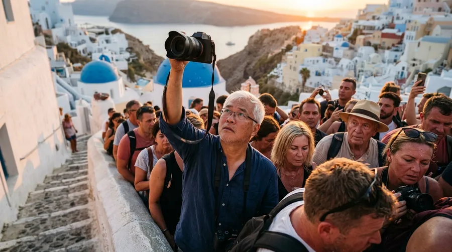 Oia at Sunset in Santorini, Greece