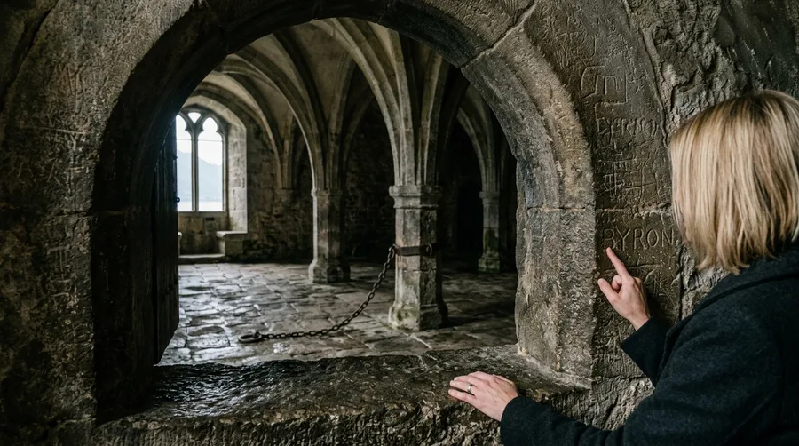 The Chillon Castle Dungeon & Byron's Mark