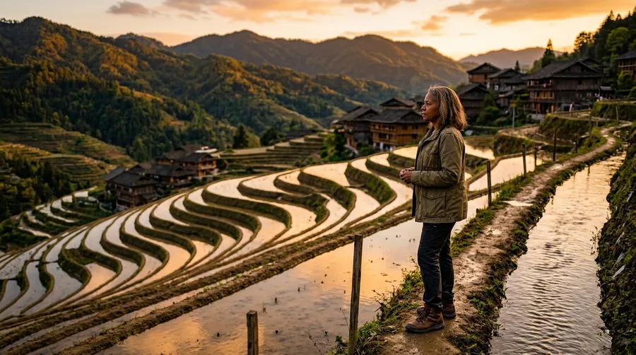 Huanggang, Guizhou: Vertical Rice Terraces and Stilt Homes