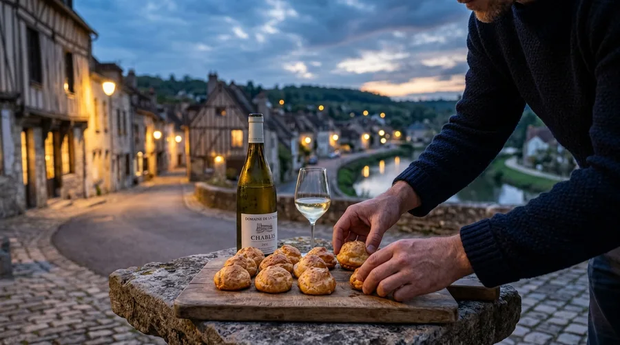 Pair Warm Gougères With Chablis in Noyers-sur-Serein